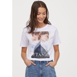 H&M Titanic Leo DiCaprio White T Shirt Top M
